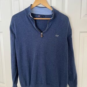 Vineyard Vines Men's Navy Quarter Zip-Up Sweater